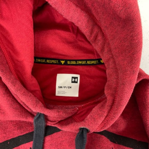 Under Armour Project Rock Hoodie Sweatshirt Dwayne Johnson Red Size S - Picture 5 of 5